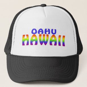 Oahu Hawaii rainbow words hat