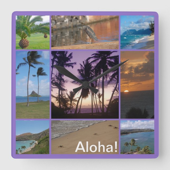  Oahu, Hawaii Square Wall Clock (Front)