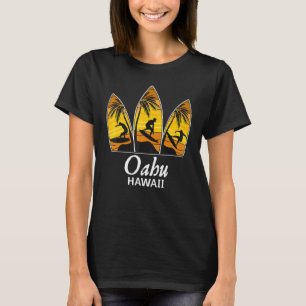 Oahu Hawaii Surfer Spot Sunset Surfboards Surf T-Shirt