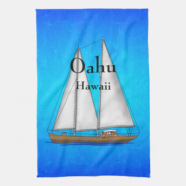 Oahu Hawaii Tea Towel (Vertical)