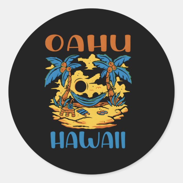 Oahu Hawaii Travel Classic Round Sticker (Front)