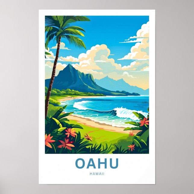 Oahu Hawaii Travel Print (Front)