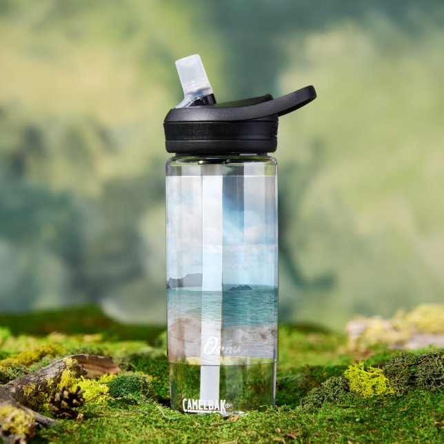 Oahu Hawaii Tropical Beach Landscape Art Water Bottle (Outdoor)