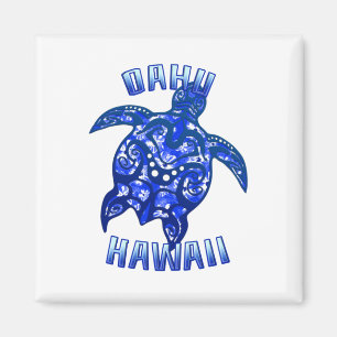 Oahu Hawaii Vacation Tribal Turtle Magnet