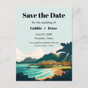 Oahu Hawaii Wedding Save the Date Postcard
