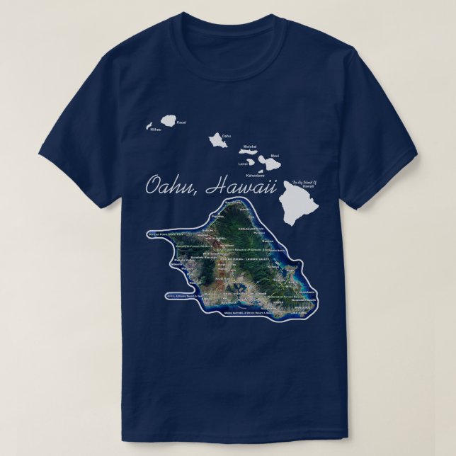 Oahu Hawaii With Hawaiian Islands T-Shirt (Design Front)