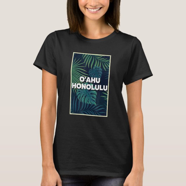 O'ahu Honolulu Hawaii Beaches Palm Leaves Summer A T-Shirt (Front)