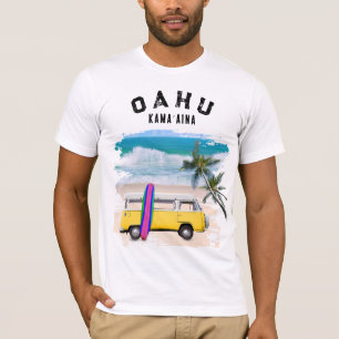 Oahu Kamaʻaina Yellow Vintage Van Surfboard T-Shirt