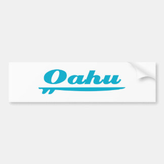 Oahu surfboard blue bumper sticker