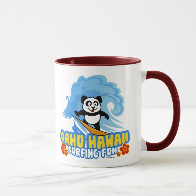 Oahu Surfing Panda Mug (Right)