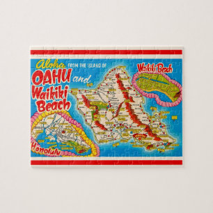 Oahu Wikiki Beach Map 8x10 Jigsaw Puzzle