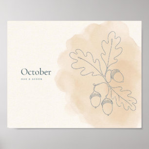 Oak & Acorn Botanical Art Print October