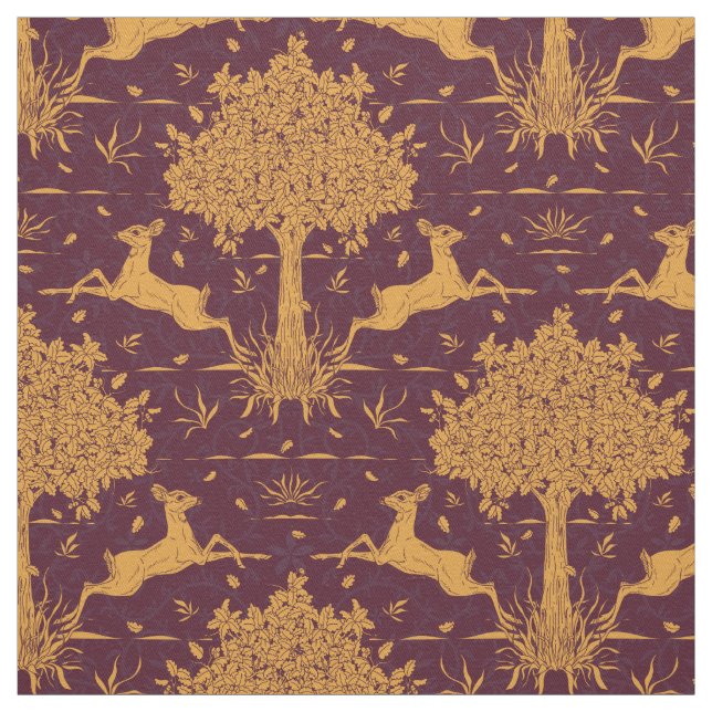 Oak and Deer Autumn Fabric (Swatch)