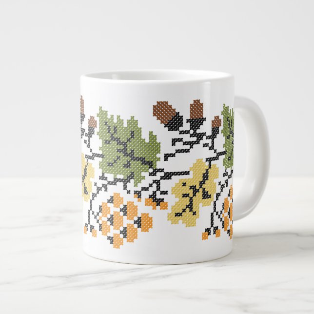 Oak autumnal background large coffee mug (Front Right)