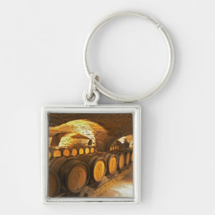 Oak barrles in the cellar at Domaine Comte Key Ring