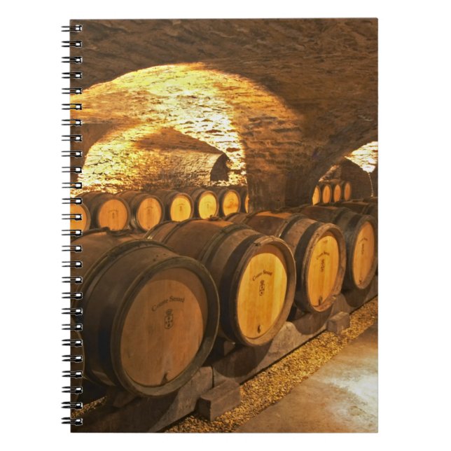 Oak barrles in the cellar at Domaine Comte Notebook (Front)
