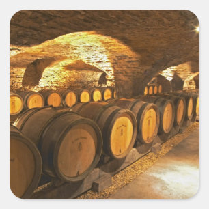 Oak barrles in the cellar at Domaine Comte Square Sticker