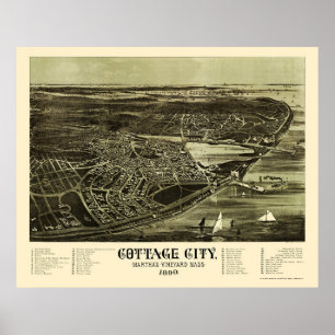 Oak Bluffs, MA Panoramic Map - 1890 Poster