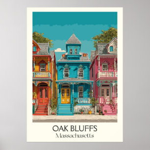 Oak Bluffs MA Vintage Gingerbread Cottages Art Poster