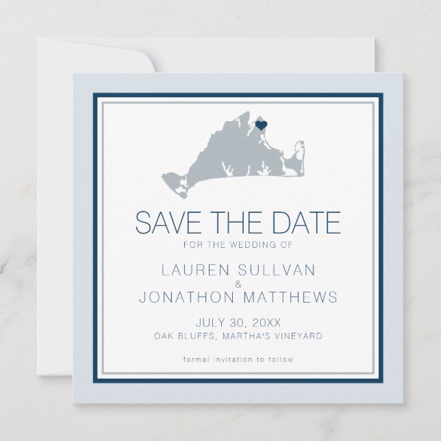 Oak Bluffs Martha's Vineyard Map Save the Date (Front)