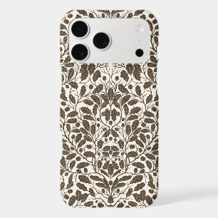 Oak branches and leaves, damask pattern in brown a