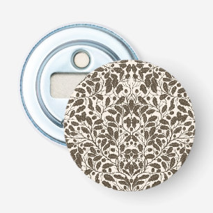 Oak branches and leaves, damask pattern in brown a bottle opener