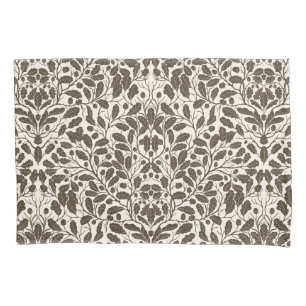 Oak branches and leaves, damask pattern in brown a pillowcase