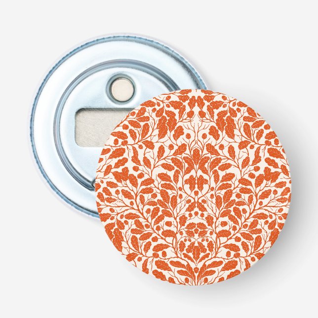 Oak branches and leaves, damask pattern in dark or bottle opener (Front)