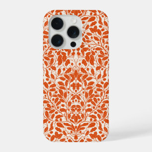 Oak branches and leaves, damask pattern in dark or iPhone 15 pro case