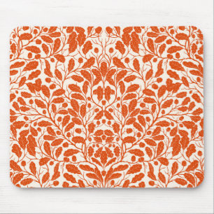 Oak branches and leaves, damask pattern in dark or mouse pad