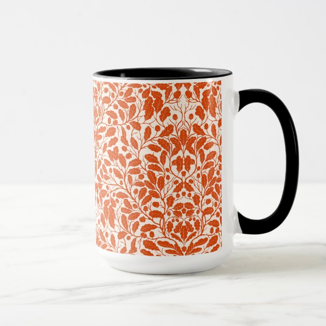 Oak branches and leaves, damask pattern in dark or mug (Right)