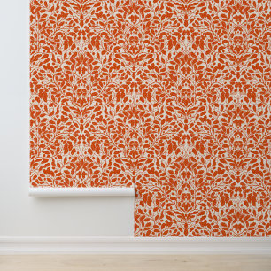 Oak branches and leaves, damask pattern in dark or wallpaper