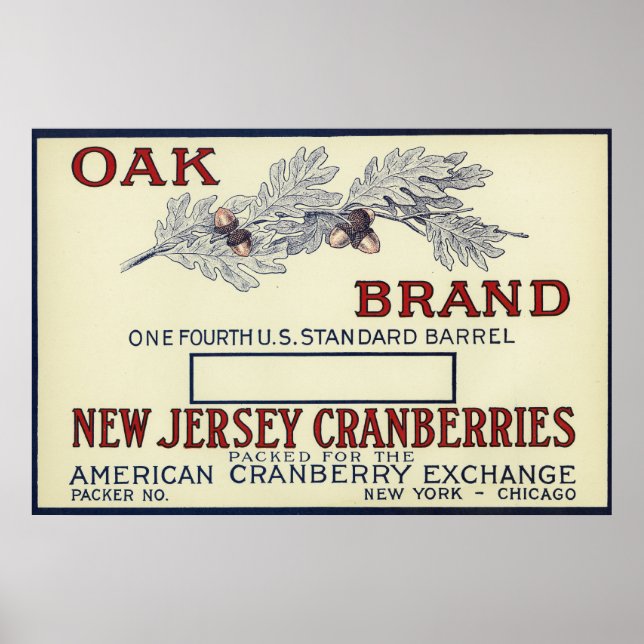Oak Brand Cranberry Label Poster (Front)