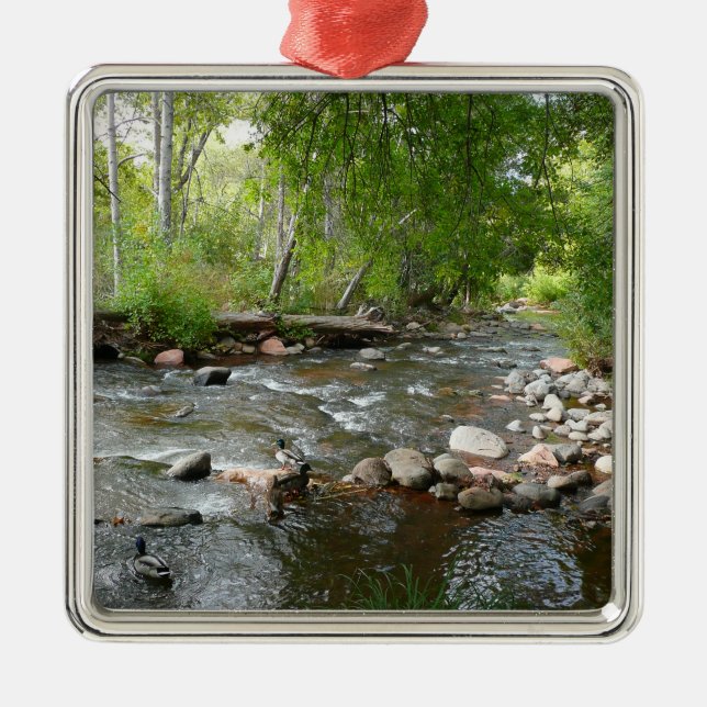 Oak Creek and Mallard Ducks Nature Photography Metal Ornament (Front)