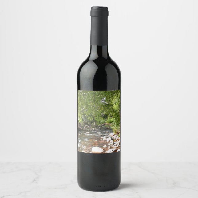 Oak Creek II in Sedona Arizona Nature Photography Wine Label (Front)