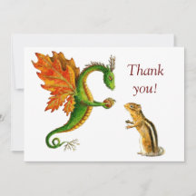 Oak Dragon & chipmunk - Thank you card