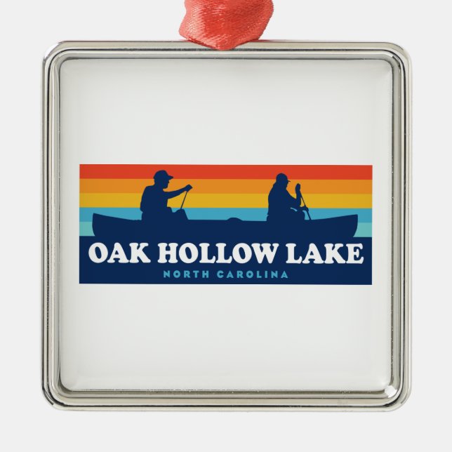 Oak Hollow Lake North Carolina Canoe Metal Ornament (Front)
