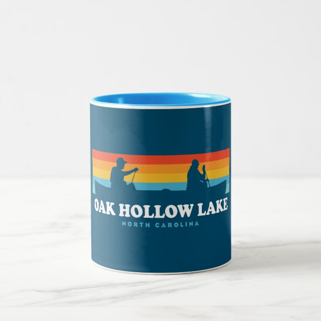 Oak Hollow Lake North Carolina Canoe Two-Tone Coffee Mug (Center)