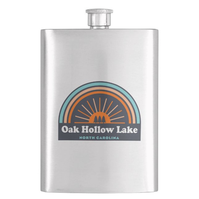 Oak Hollow Lake North Carolina Rainbow Hip Flask (Front)