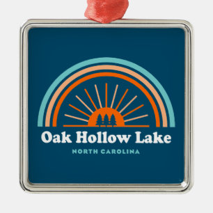Oak Hollow Lake North Carolina Rainbow Metal Ornament