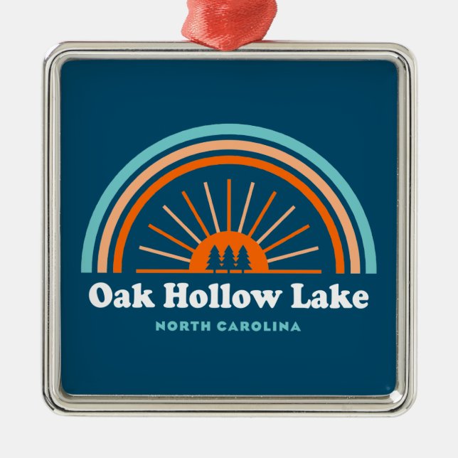 Oak Hollow Lake North Carolina Rainbow Metal Ornament (Front)