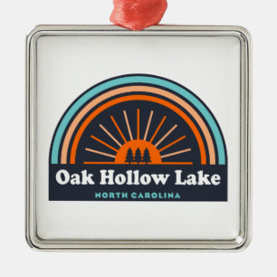 Oak Hollow Lake North Carolina Rainbow Metal Ornament