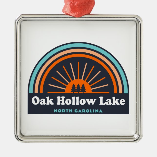 Oak Hollow Lake North Carolina Rainbow Metal Ornament (Front)