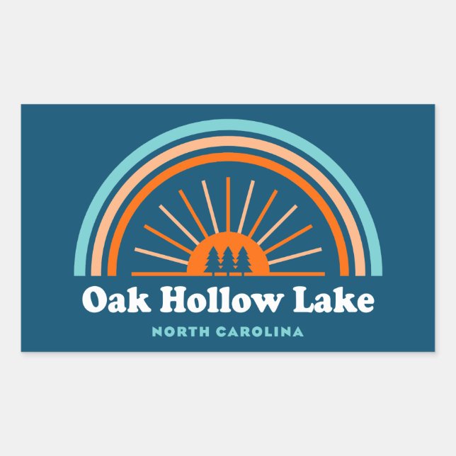 Oak Hollow Lake North Carolina Rainbow Rectangular Sticker (Front)