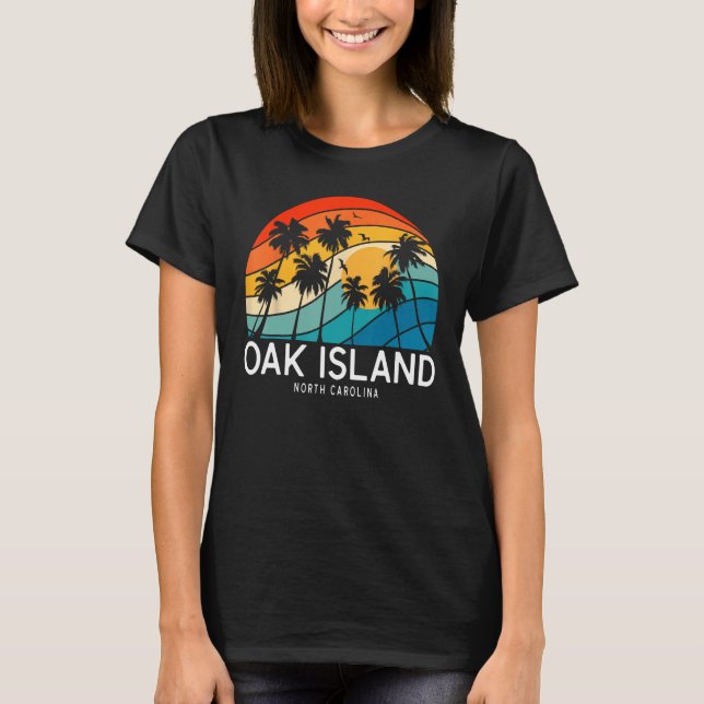 Oak Island Beach North Carolina Palm Tree Beach So T-Shirt (Front)
