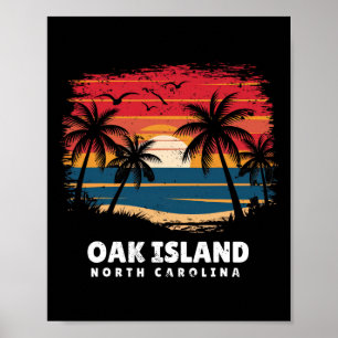 Oak Island Beach North Carolina Surfboarder Souven Poster