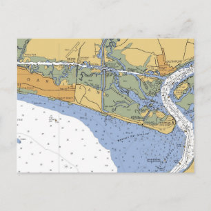 Oak Island, NC Nautical Chart Postcard