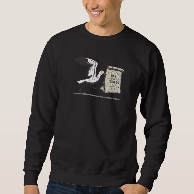 Oak Island NC Summertime Vacationing Seagull Lunch Sweatshirt (Front)