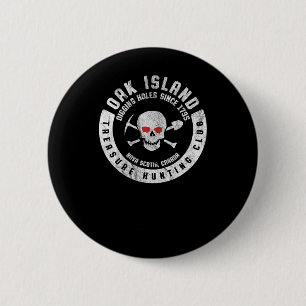 Oak Island Treasure Hunting Club Vintage Skull And 6 Cm Round Badge