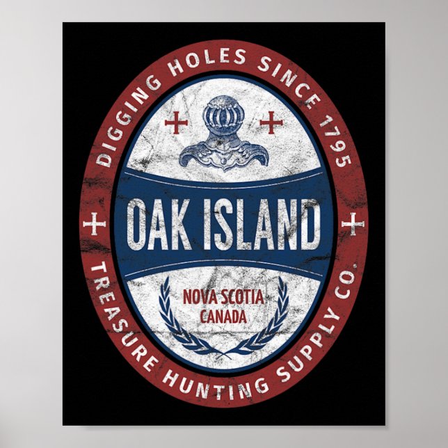 Oak Island Treasure Hunting Retro Templar Knight T Poster (Front)